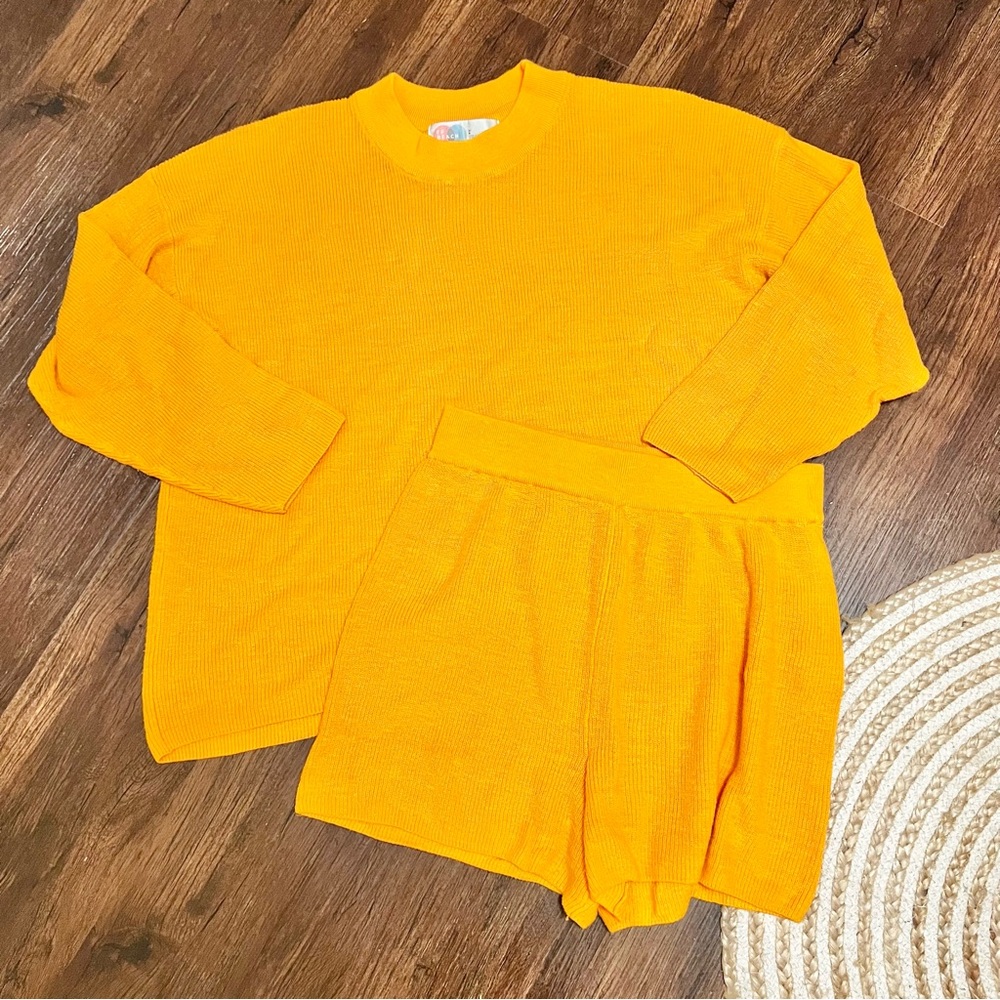 Free People Vibrant Orange Sweater Set